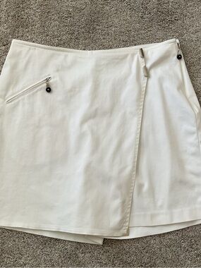 Jamie Sadock Golf Skirt Skort Womens Size 12 White Pockets Zip Stretch